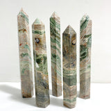 5 Pieces Tall Green Stripe Jasper Point #4