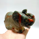 6 Pieces Africa Blood Stone Elephant Carving