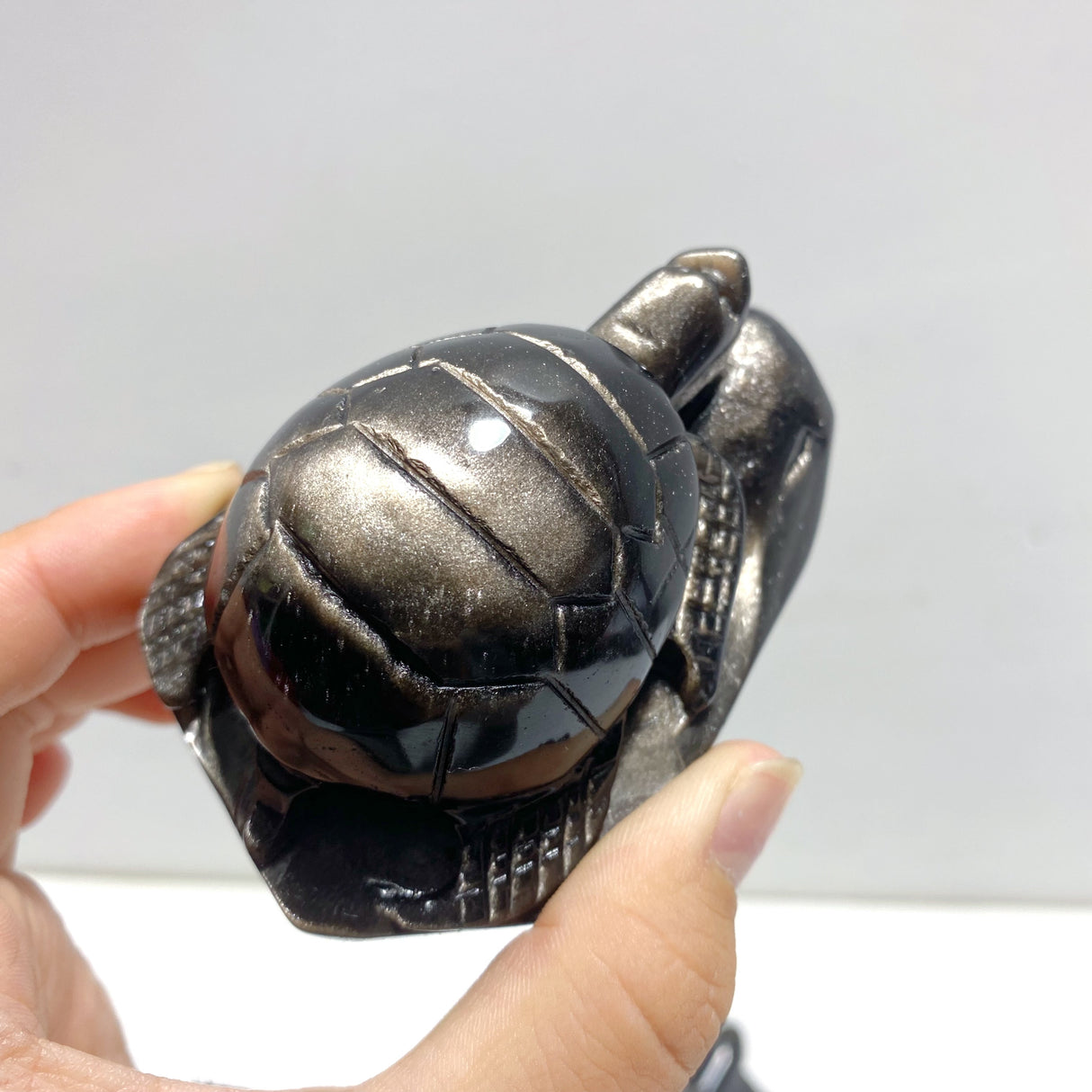 8 Pieces Silver Sheen Obsidian Animals Carving