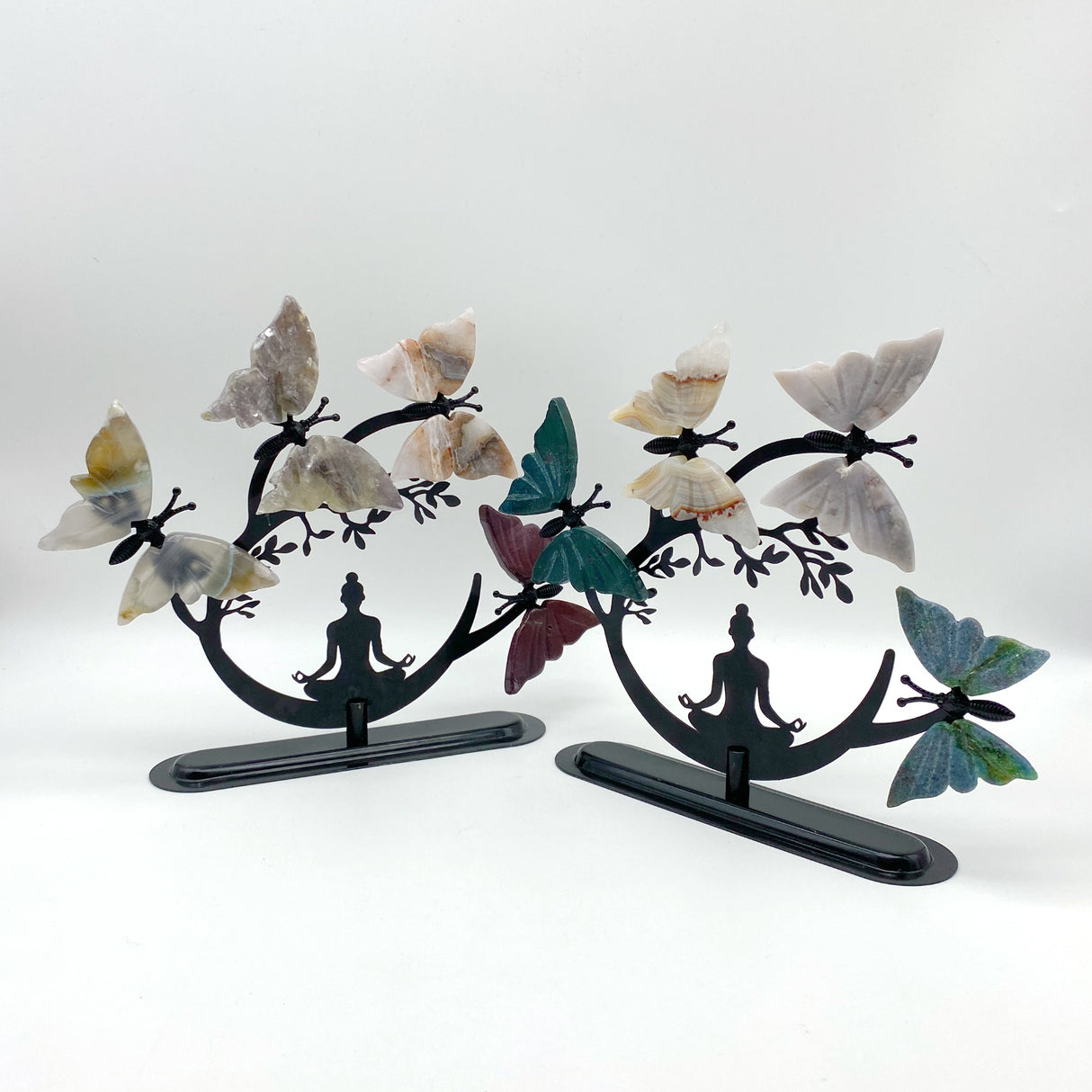Mixed Materials Butterfly Wing Carving With Yoga Woman Stand Wholesale