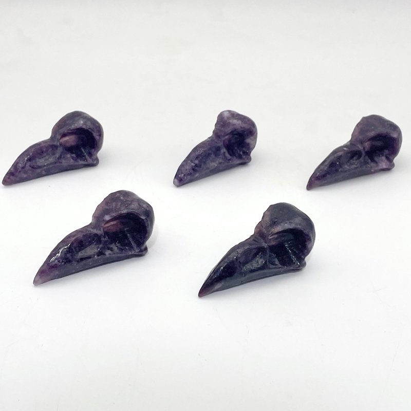 Dark Purple Lepidolite Crow Skull Carving Wholesale - Wholesale Crystals