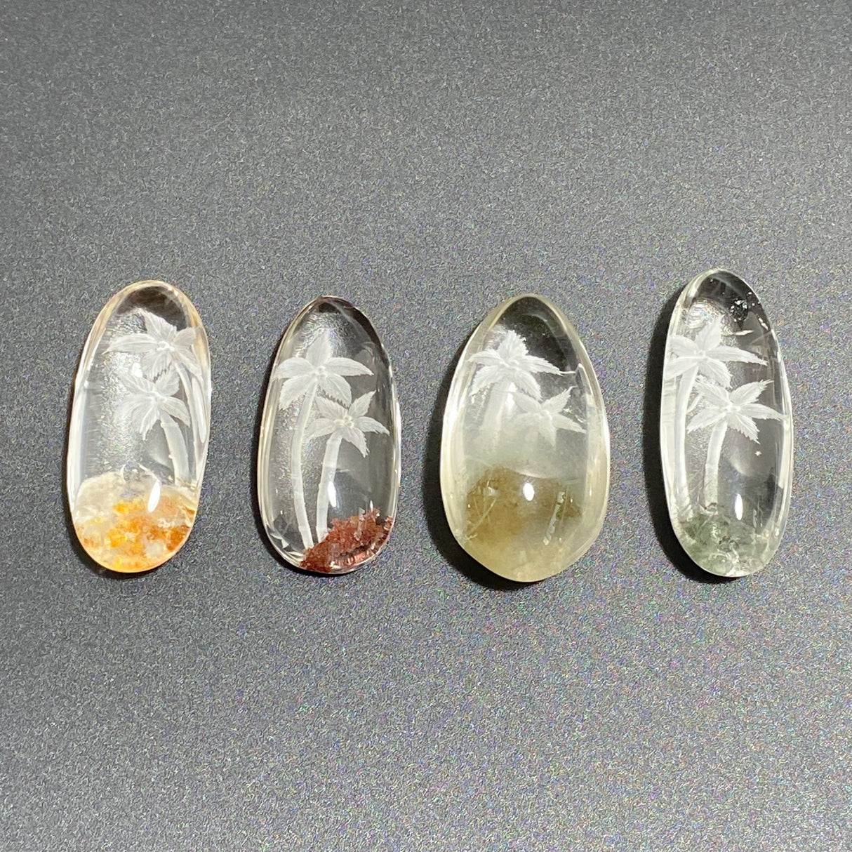 4 Pieces Flower&Tree Garden Quartz Inner Scene Carving