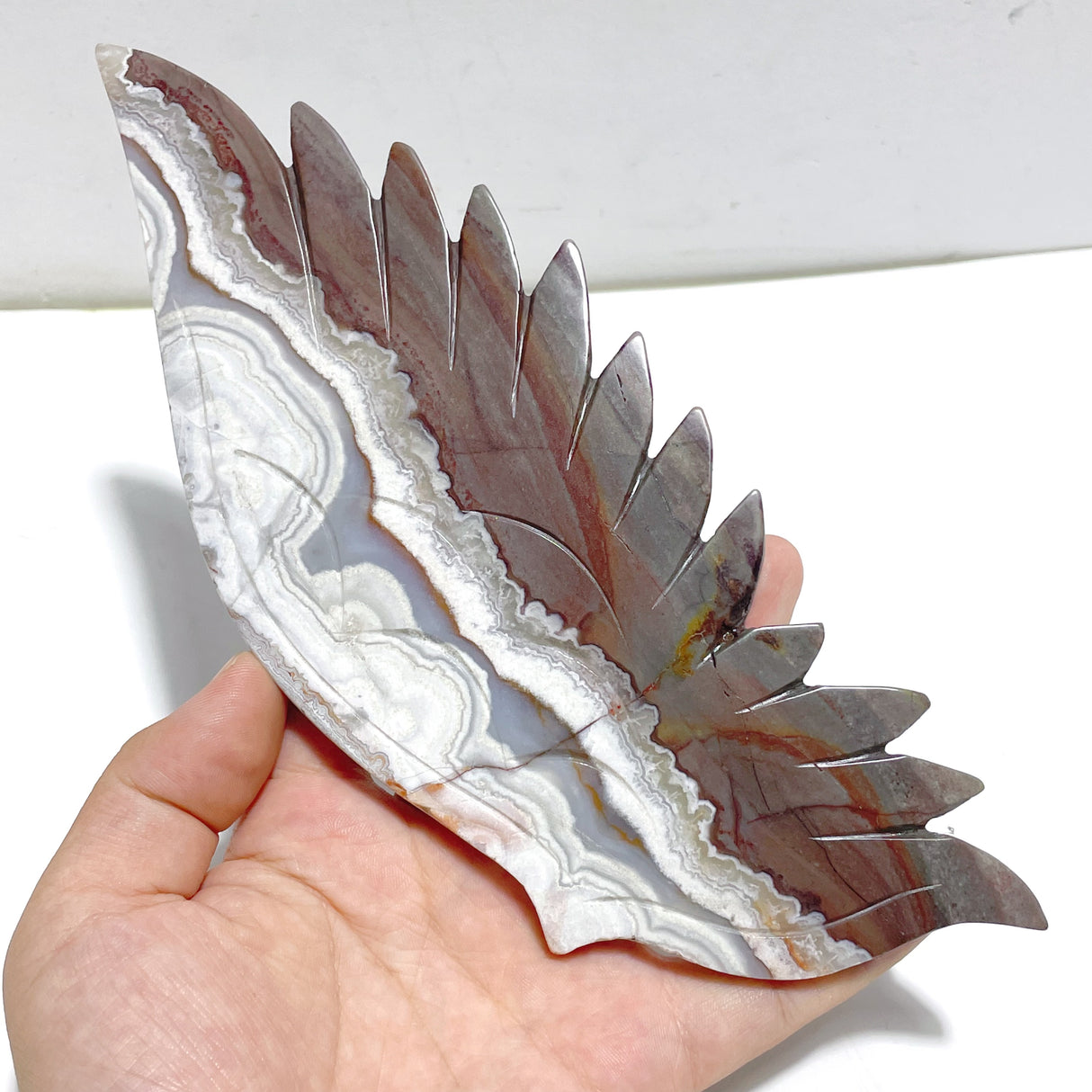 2 Pairs Angel Wing Carving With Stand Africa Blood Stone Morocco Agate