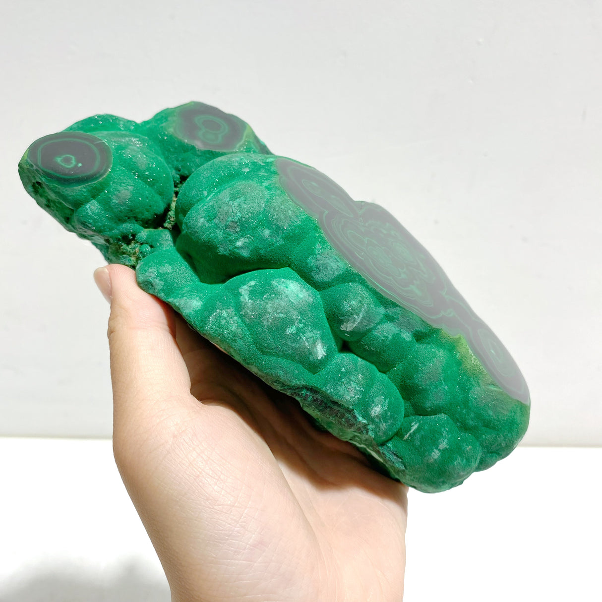 Unique Malachite Raw Bottom With Stand