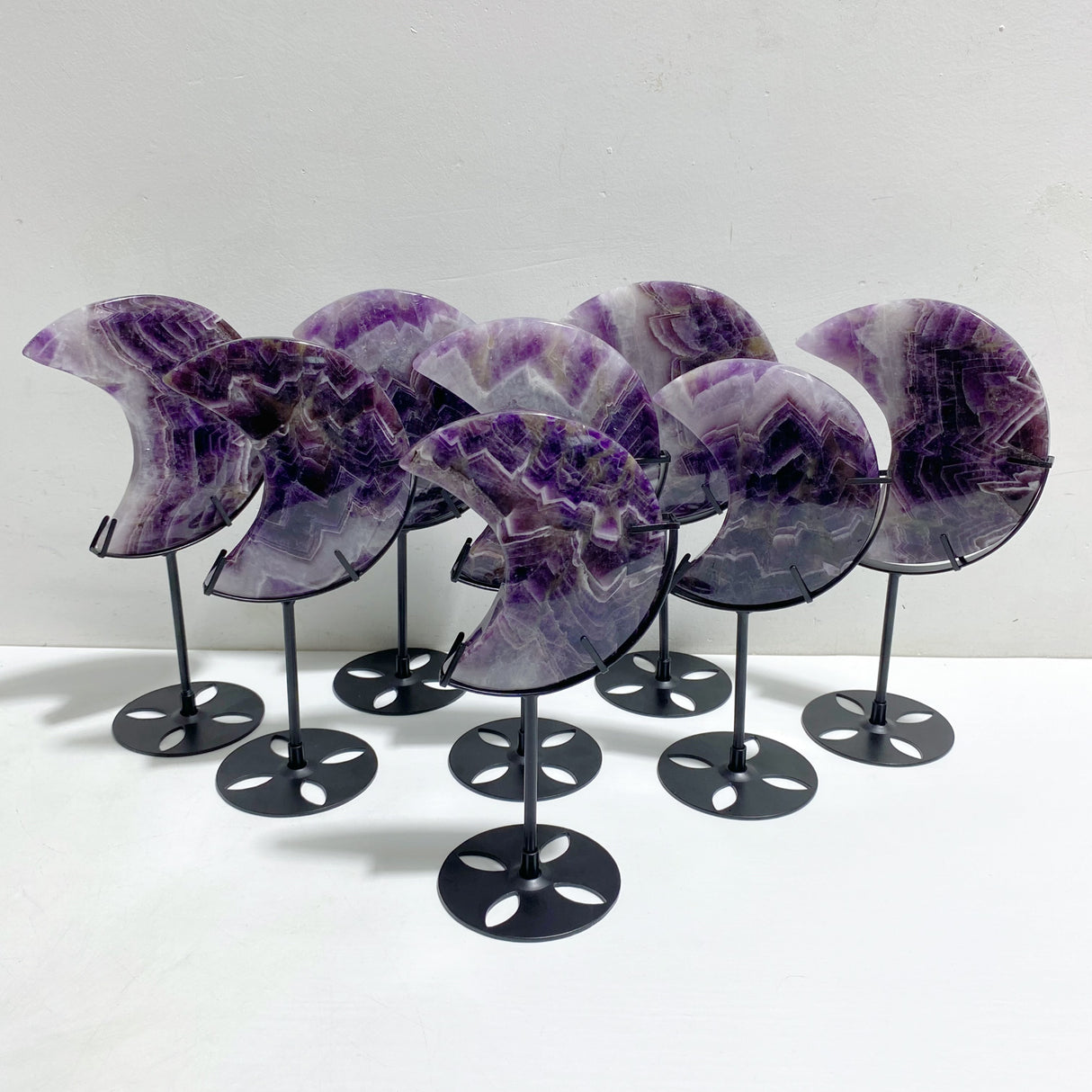 8 Pieces Chevron Amethyst Moon With Stand