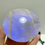 3 Pieces Blue Moonstone Round Plate Home Decor With Plastic Base