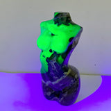 4 Pieces Volcano Agate Goddess Carving (UV-Reactive)