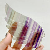 Unique Symmetrical Fluorite Heart Wing Carving With Stand