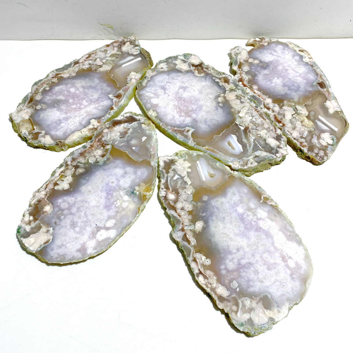 5 Pieces Beautiful Large Green Sakura Flower Agate Slabs