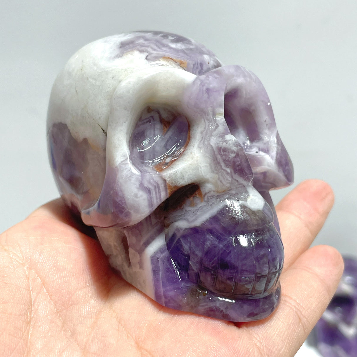 11 Pieces Chevron Amethyst Skull Carving