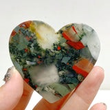 Africa Blood Stone Heart Wing Carving With Stand