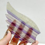 Symmetrical Fluorite Heart Wing Carving With Stand