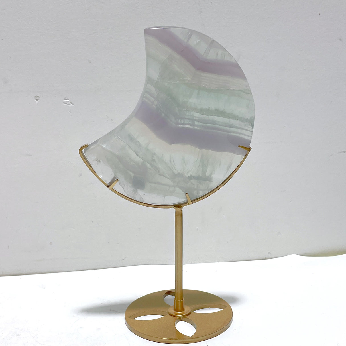5 Pieces Fluorite Moon Carving With Stand