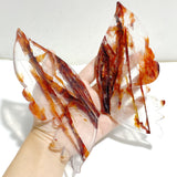 Red Fire Quartz Butterfly Wing Carving With Stand
