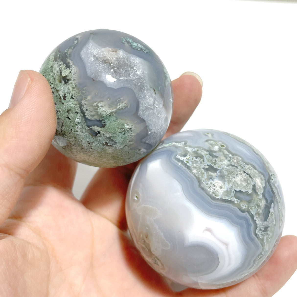 17 Pieces Beautiful Moss Agate Spheres