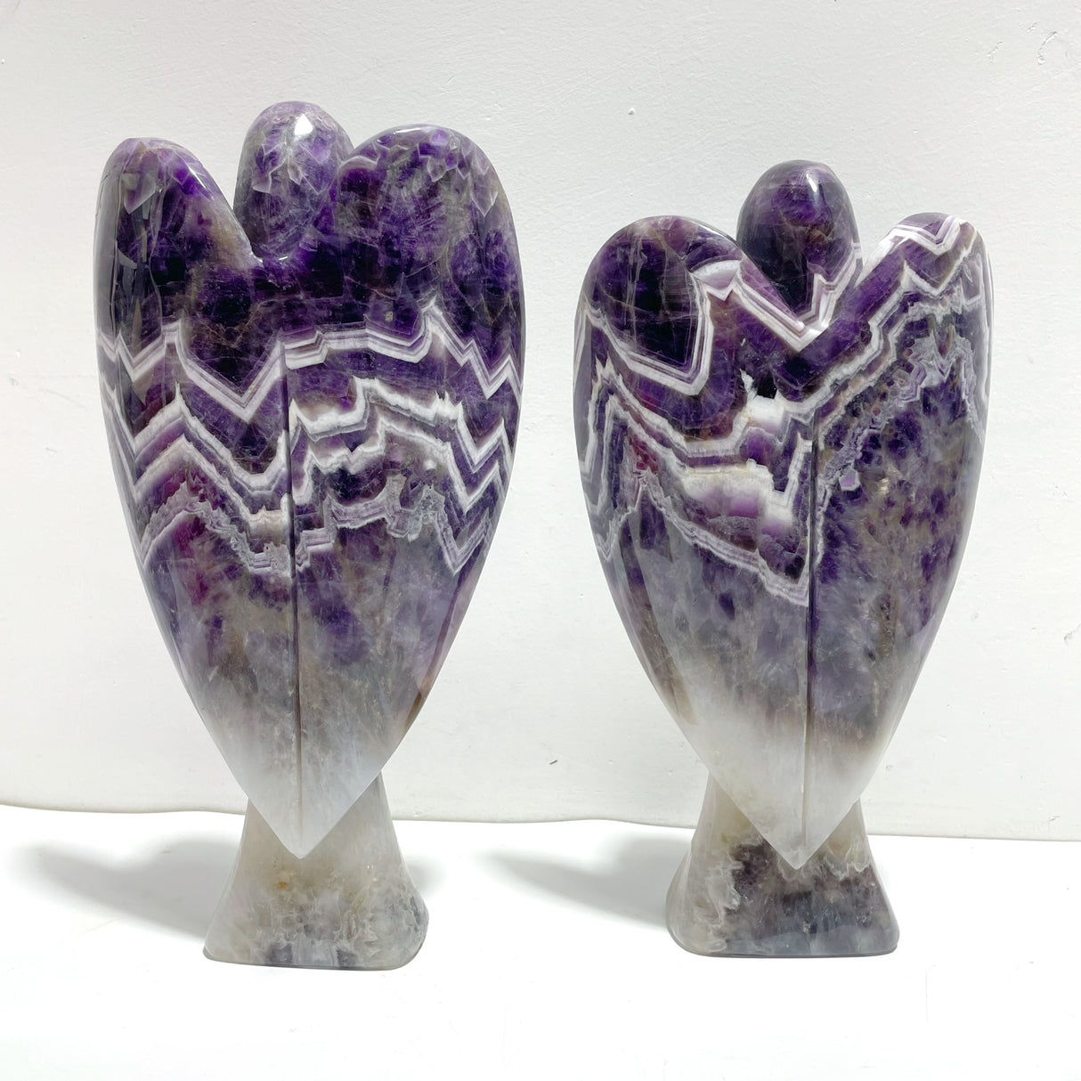 2 Pieces Large Chevron Amethyst Angel Carving