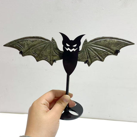 4 Pairs Pyrite Bat Wing Carving With Stand