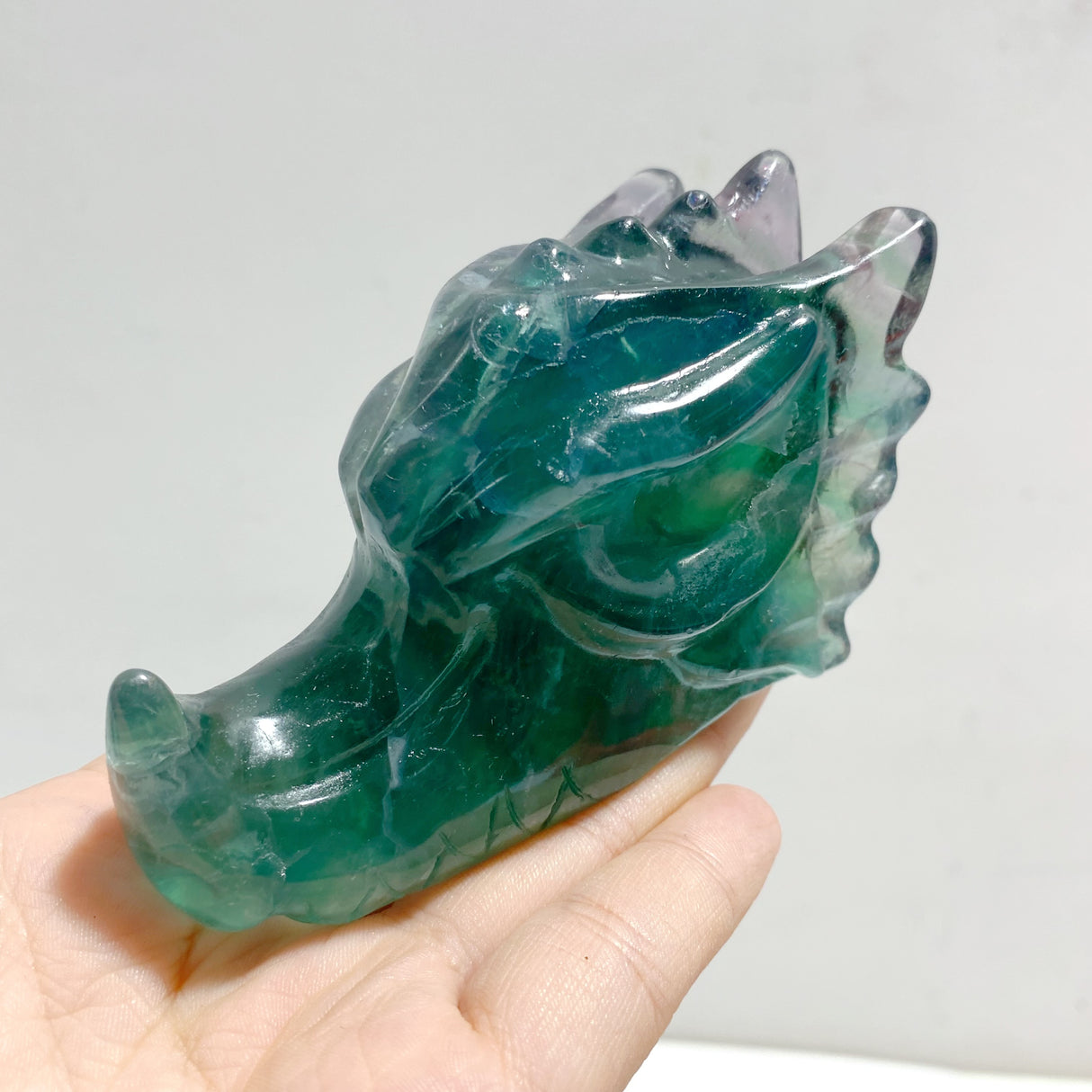 13 Pieces Rainbow Fluorite Dragon Head Carving
