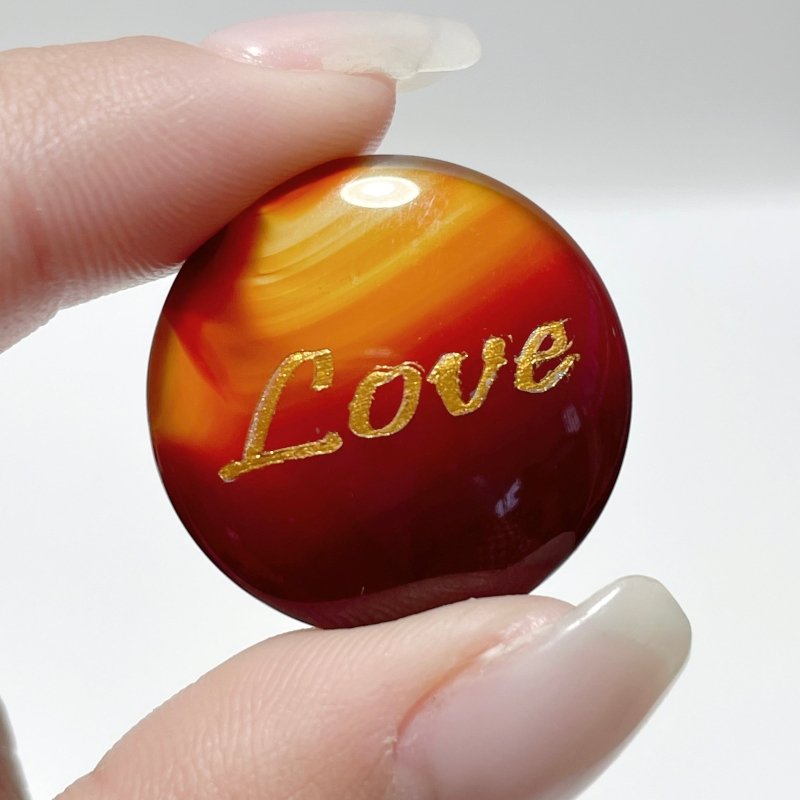 Engraved Carnelian Golden Word Stones Single Words Wholesale - Wholesale Crystals