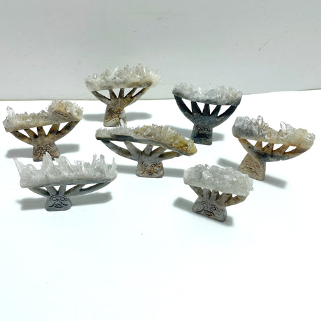 7 Pieces Clear Quartz Cluster Dendroid Guard Carving