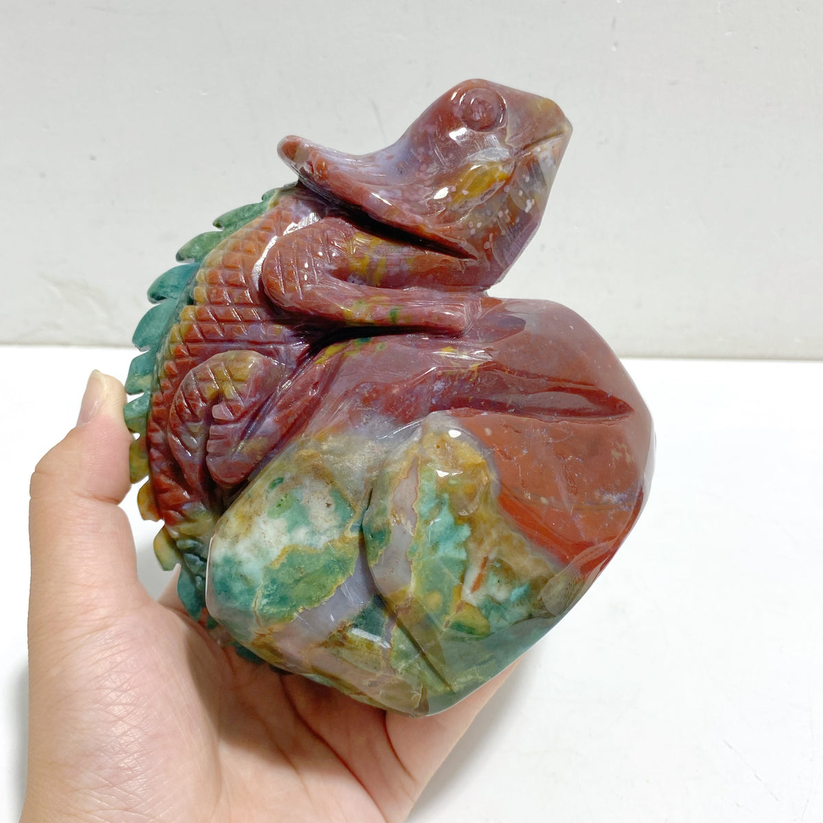 2 Pieces Ocean Jasper Lizard Carving #5