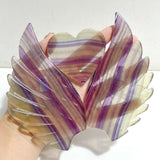 Unique Symmetrical Fluorite Heart Wing Carving With Stand