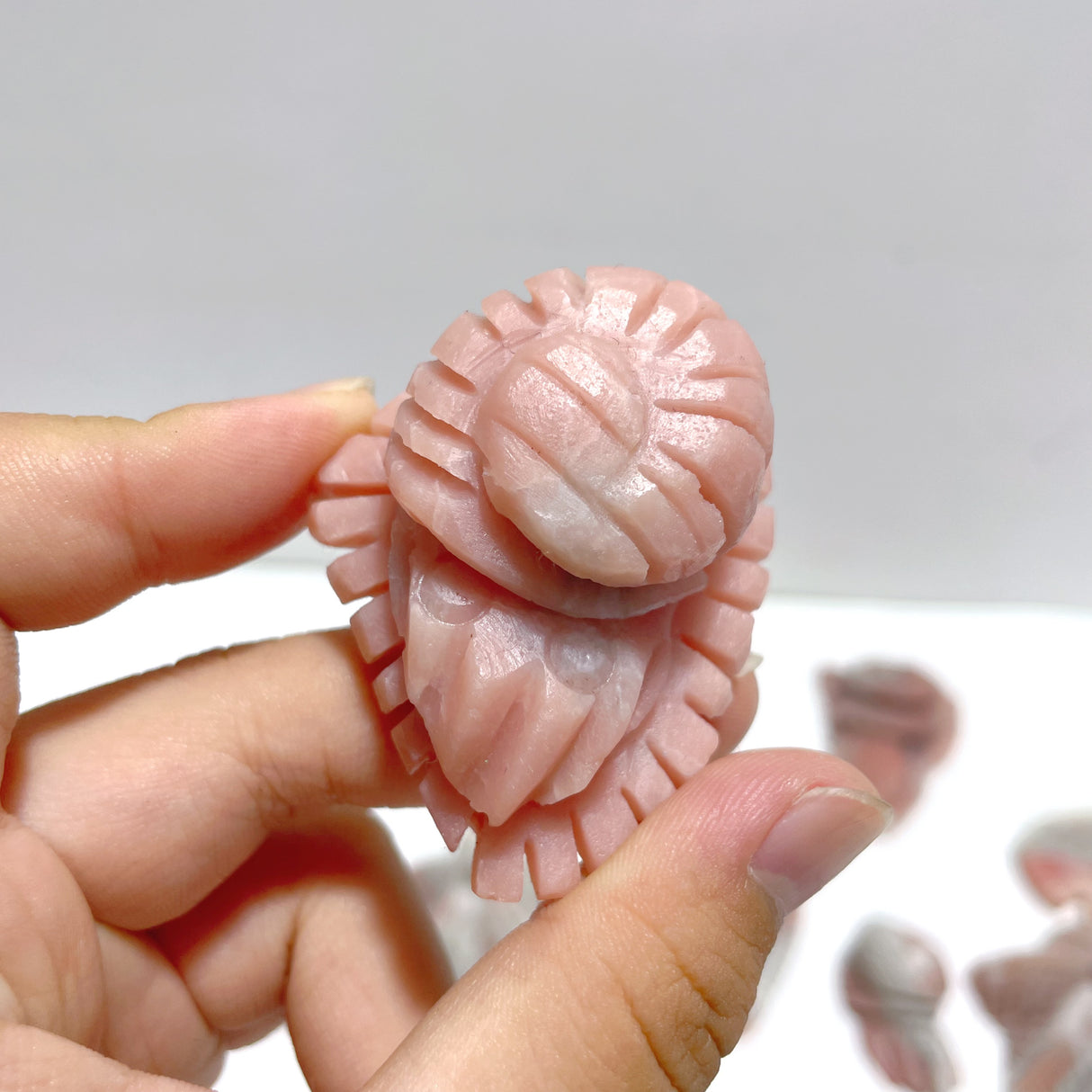 19 Pieces Pink Opal Sea Animals Carving
