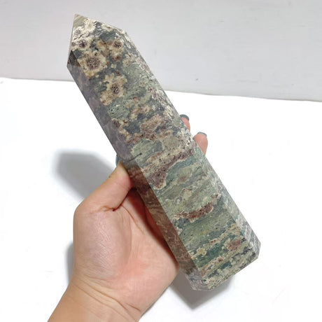 7 Pieces Green Sakura Flower Agate Point