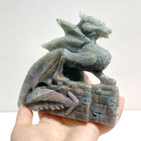 2 Pieces Beautiful Labradorite Flying Dragon Castle Carving