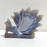 2 Pieces Geode Agate Druzy Nine-tailed Fox Carving #18