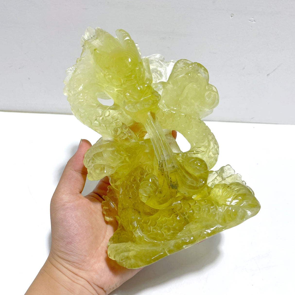 Unique Citrine Dragon Absorbing Water Carving