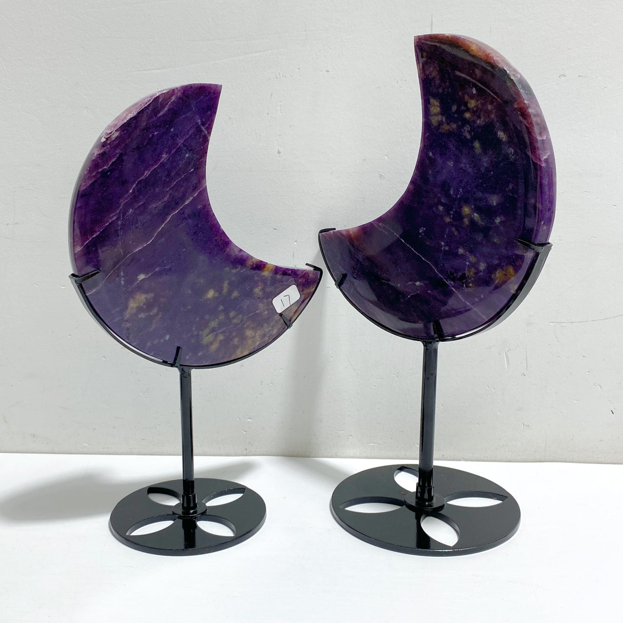 4 Pieces Large Charoite Moon Carving With Stand #1