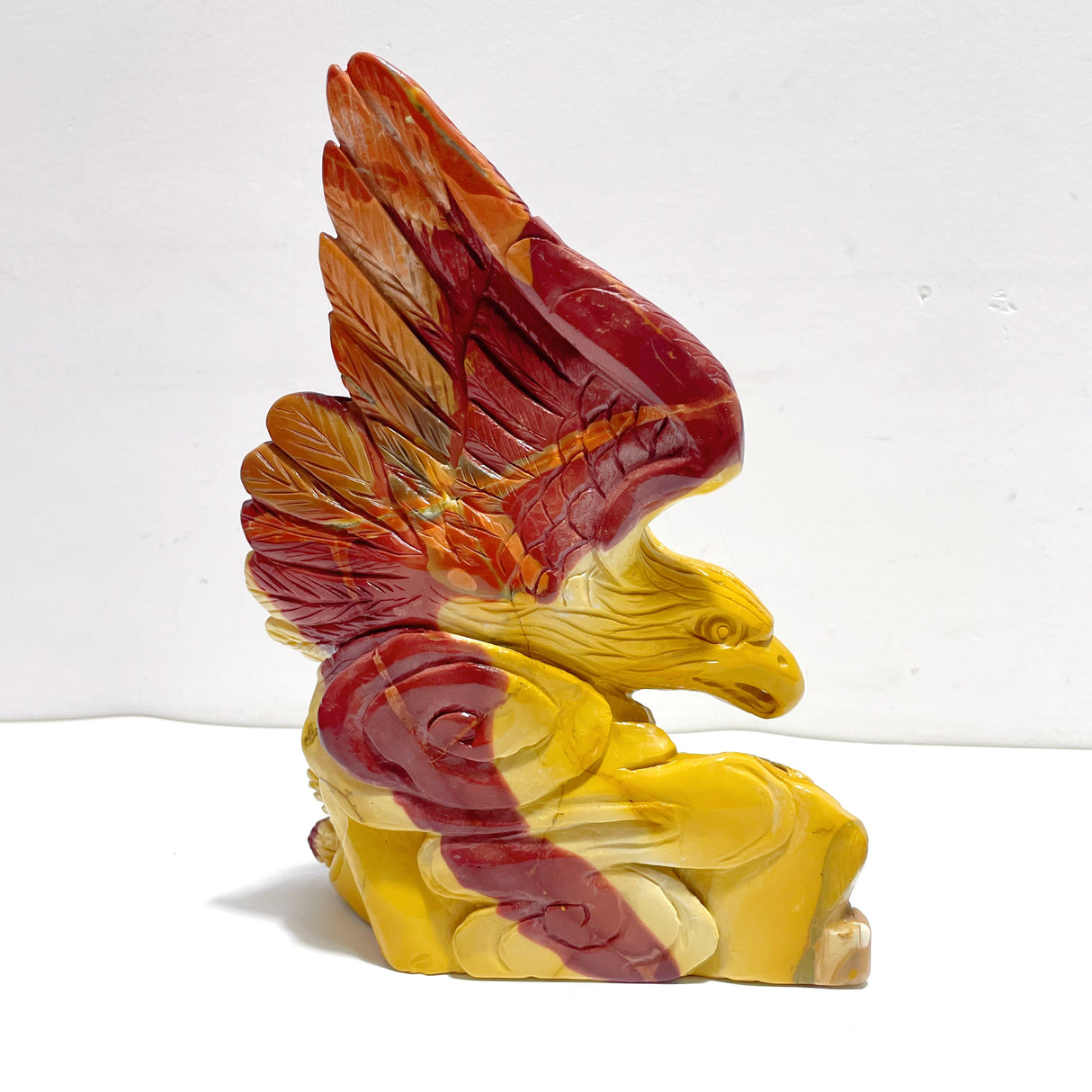 Unique Mookaite Eagle&Snake Carving