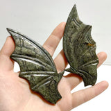 4 Pairs Pyrite Bat Wing Carving With Stand