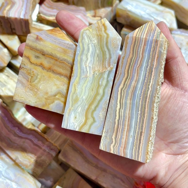 Fat Yellow Agate Four-Sided Tower Points Wholesale -Wholesale Crystals