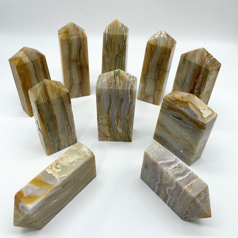 Fat Yellow Agate Four-Sided Tower Points Wholesale -Wholesale Crystals