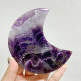 7 Pieces Chevron Amethyst Moon With Stand