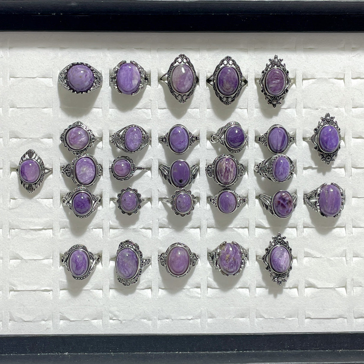 28 Pieces Charoite Different Styles Ring #8