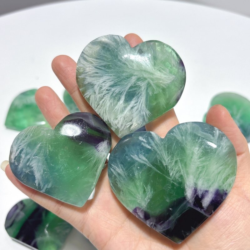 Feather Fluorite Heart Wholesale(with crack) - Wholesale Crystals