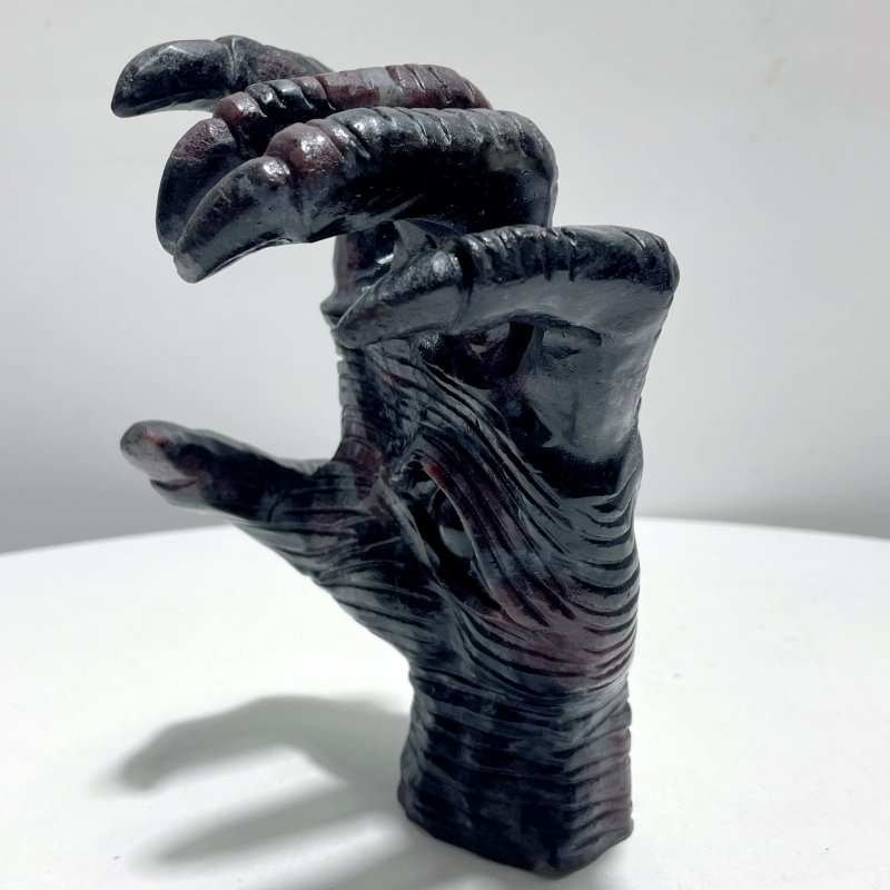 Garnet Mixed Astrophyllite Witchcore Demon Hand Carving - Wholesale Crystals