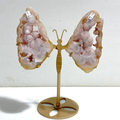 Geode Druzy Pink Amethyst Slab Butterfly Wing Carving With Stand -Wholesale Crystals