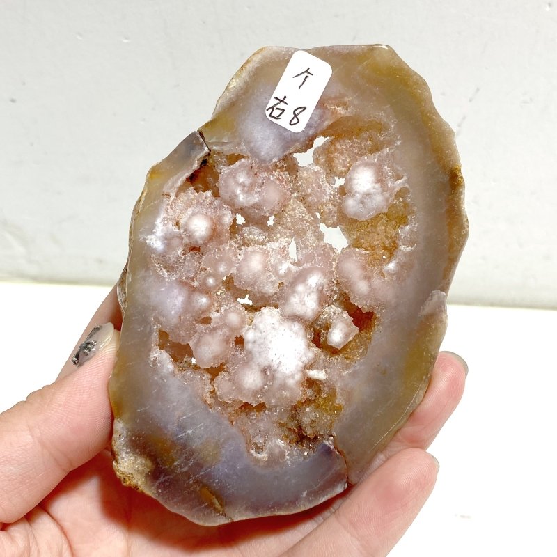 Geode Pink Amethyst Slab Butterfly Wing Carving With Stand -Wholesale Crystals
