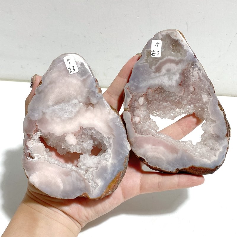 Geode Pink Amethyst Slab Butterfly Wing Carving With Stand -Wholesale Crystals
