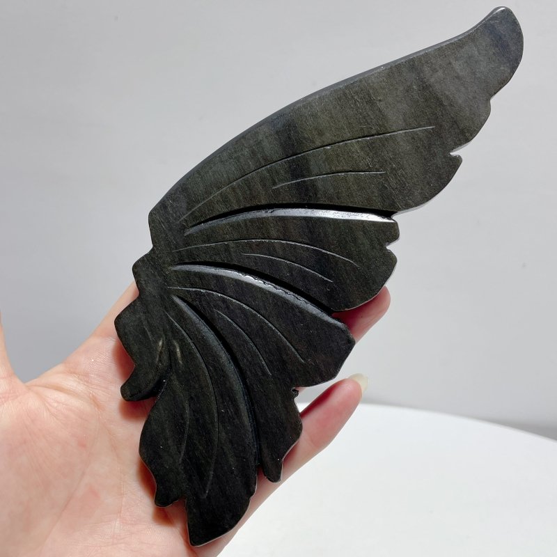 Gold Sheen Obsidian Butterfly Wing Carving With Stand - Wholesale Crystals