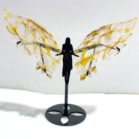 Golden Hematoid Quartz Fire Quartz Angel Carving Wing With Stand -Wholesale Crystals