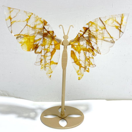 Golden Hematoid Quartz Fire Quartz Butterfly Wing Carving With Stand -Wholesale Crystals