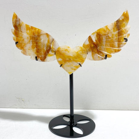 Golden Hematoid Quartz Fire Quartz Heart Wing Carving With Stand - Wholesale Crystals