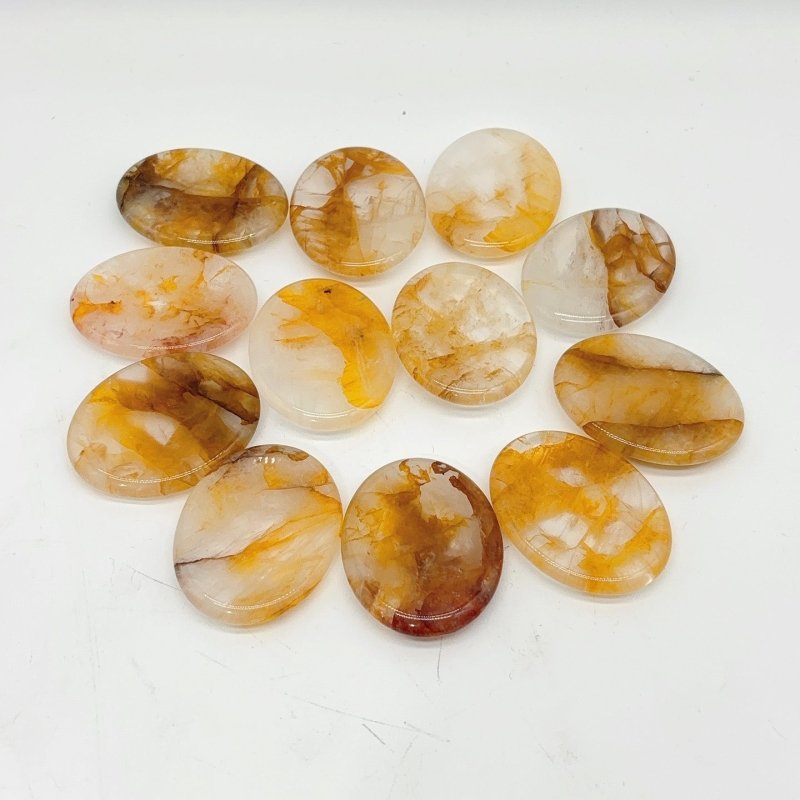 Golden Hematoid Quartz Fire Quartz Worry Stone Wholesale -Wholesale Crystals