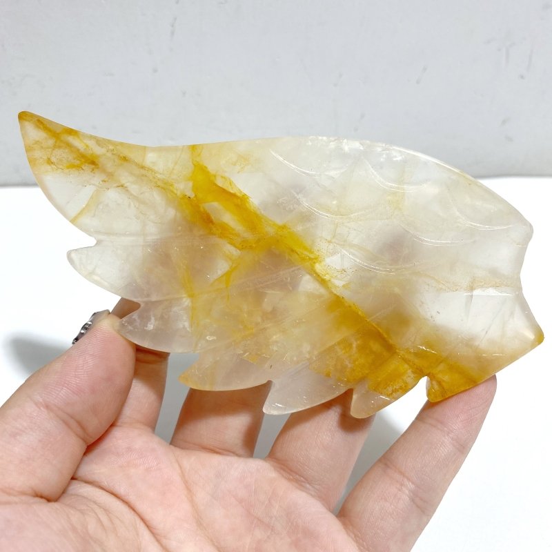 Golden Hematoid Quartz Heart Wing Carving With Stand Fire Quartz -Wholesale Crystals