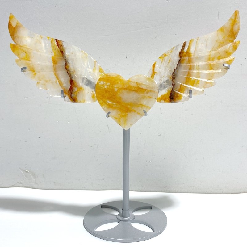 Golden Hematoid Quartz Heart Wing Carving With Stand Fire Quartz -Wholesale Crystals
